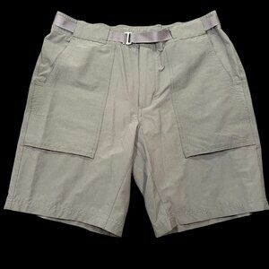 REI Co-Op Mens Regular Fit Outdoor Cargo Shorts Textured Weave Belted Size 36